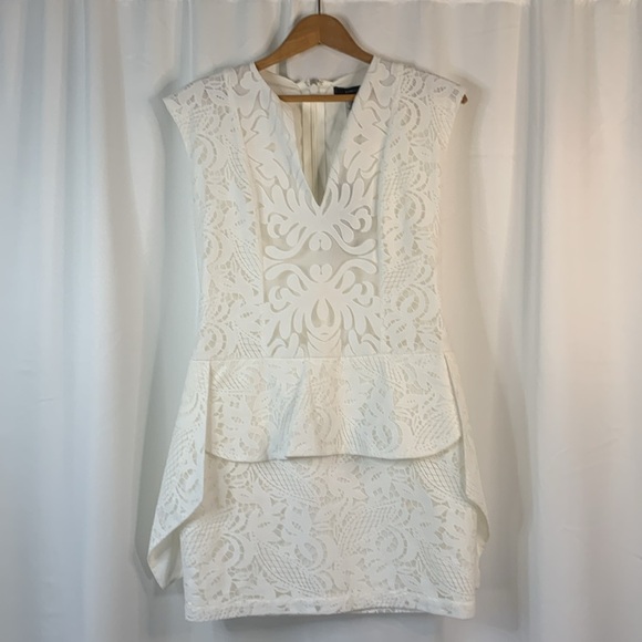 BCBGMAXAZRIA Isabel Lace Side Draped Peplum Mini Dress- NWT- 2 - Picture 13 of 16